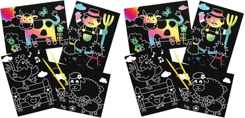 Baker Ross Kratzbild-Magnete Bauernhof, für Kinder Kunsthandwerk Projekte (10 Stück), AX107, Mittel (Packung mit 2)