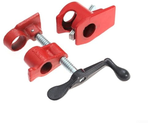 Duty 3/4 Inch Pipe Clamp for Woodworking, and Plastic - High-Temperature Forged Furniture Making Tool, Red