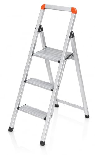 GIERRE BSA301 Scala Sgabello Mini Slimstep Light in Alluminio, 3 Gradini, Spessore 5 cm, Piedini Antiscivolo, Super Leggero: 3 kg