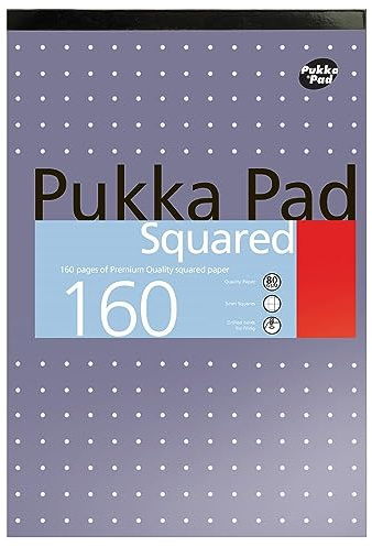 PUKKA PAD - Carta a quadretti da 5 mm, 160 fogli A4, grammatura 80 (pacco singolo) Imballaggio originale 1 - confezione