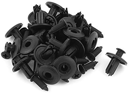 sourcing map 25 Stück Schwarzer Push-In Stoßstange Tür Nieten Clip 8mm | Schwarz, 8mm Loch, Universal, Für Bus, Bahn, Flugzeug, Auto, Lkw, Anhänger