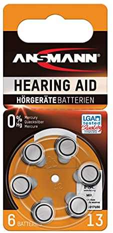 ANSMANN 13 batterie per apparecchi acustici - Batterie a bottone tipo 13 P13 ZL2 PR48 per apparecchi acustici - Batterie piatte per apparecchi acustici, amplificatori del suono, apparecchi acustici - Arancione - 1,4 V - 6 pezzi