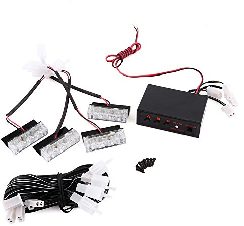 4x3 LED Strobe Spia 12V Emergenza Lampeggiante Beacon Lampada Per Car Van Truck (rosso + Blu / Bianco) ( Colore : Red and Blue )