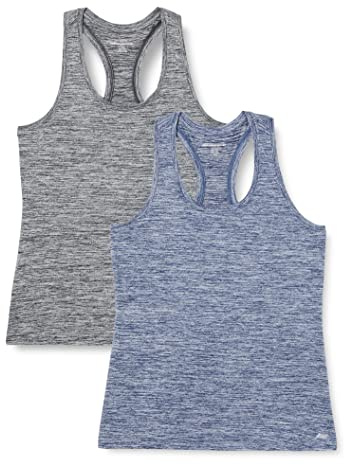 Amazon Essentials kvinnors Tech Stretch Racerback linne (finns i plusstorlek), paket med 2, svart ljung/marinblå ljung, X-Large
