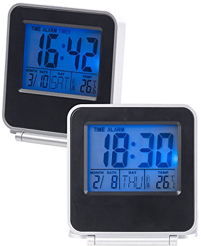 Pearl Lot de 2 réveils de Voyage Digital Compact