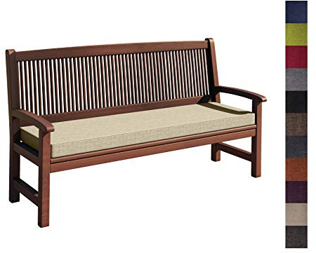 sunnypillow Bankauflage Outdoor - Stuhlkissen mit abnehmbarem Bezug - Sitzkissen für Bank - Bankpolster Polsterauflage Auflage für Gartenbank - 100 x 60 x 5cm - Bankkissen für Gartenmöbel Cremefarben