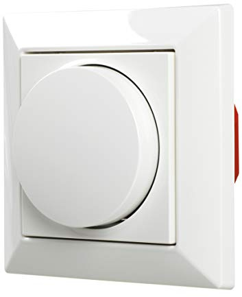 EHMANN 5591x0100 T55.01 Universal Dimmer Comfort with Cover, Rotary Knob, Central Plate (55x55) and Single Frame, White Similar to RAL9016, LED 3-100W, 7-220W/VA