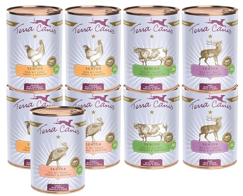 Terra Canis Pacchetto di conoscenza L – Senior, 9 x 400 g, cibo per cani premium in 100% qualità alimentare di tutte le materie prime, ricco e sano, privo di allergeni e glutine