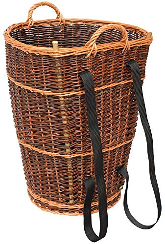 Kiepe Oval Tragekorb Rückentragekorb Rückenkiepe aus Weide Holzkorb Erntekorb mit Gurt (Mittel/M) sehr stabil