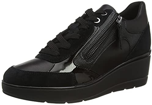 Geox Women's D Ilde B Sneakers, Black, 6 UK