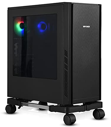 Soporte CPU, AkoaDa Soporte PC bajo Mesa Ordenador de Sobremesa, Soporte Torre Ordenador, Soporta hasta 25kg, Soporte para PC Ajustable Móvil con Rueda con Función de Bloqueo, Negro