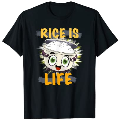 Rice Is Life Kawaii Cute Rice Cooker Filipino Funny Design T-Shirt