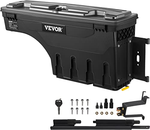 VEVOR Caja de Herramientas para Camión Capacidad 25 L Organizador de Maletero de Coche Material de ABS y Acero al Carbono Caja de Almacenamiento 925x280x425 mm con Pivote para Pasajero Chevy Silverado