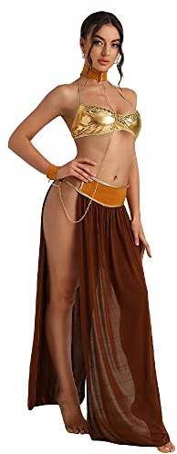 Ulalaza Damen Cosplay Kostüm Kleopatra Griechische Göttin Antike römische Krieger Uniform Outfit für Halloween Party
