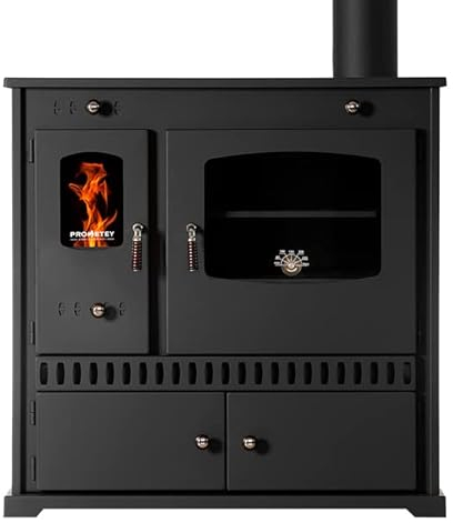 EEK A+ - Camino Con Vano Cottura e Piano Cottura, Stufa a Legna Ecologica da 7 kW, Forno a Legna da Officina, Forno per Riscaldamento da Giardino