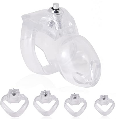 ZWFUN Chastity cage männer mit 4 ringen Harz Keuschheitsgürtel für herren Sissy Chastity belt Keuschheitskäfig herren Penies käfig für damen SM Cock belt sex spielzeuge (Small mit 4 Ringen)