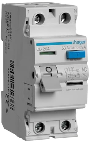 Cd264j Hager Interrupteur Différentiel 63a 30ma Bipolaire Type Ac - Bornes Alignées