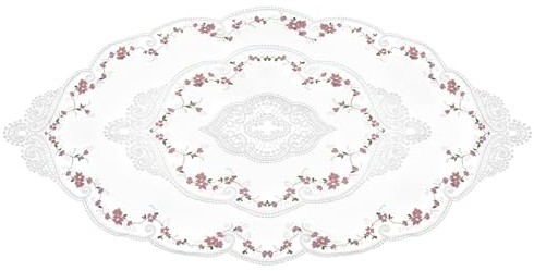 sourcing map Retro Spitzen-Tischset 18x29 Zoll Oval Bestickte Tischsets Französische Häkeldeckchen Untersetzer Tassenmatte für Zuhause Hochzeit, Weiß
