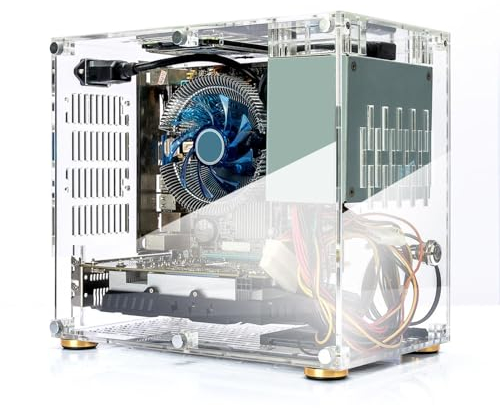 Caja para PC Mini ITX, Caja para Computadora con Placa Base Mini ITX con Panel Acrílico Transparente, Caja para Juegos de PC Portátil Compatible con Fuente de Alimentación SFX