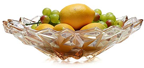 YOtat Fruit Basket Glass Fruit Bowl, Creative European Tableware, Salad Dessert Nut Snack Salad Bowl, Living Room Home Decoration Fruit Dish (Color : Clear) (Transparent N) (Yellow N)