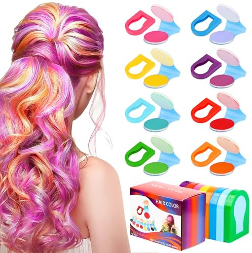 8 Farben Haarkreide für Mädchen Temporäre Haarfarbe Auswaschbar für Make-up, Halloween, Weihnachten, Geburtstag, Instant Einmalige Haar Colorationen Ungiftig Haarfarbe