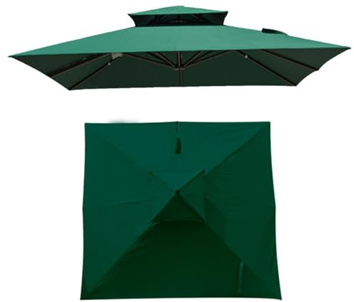 IMUNKT Tessuto di Ricambio per Quadrato 300 x 300 cm, Copertura di Ricambio per Ombrellone, Tettuccio per Ombrellone Offset/Ombrello da Giardino/Ombrello da Mercato(Dark Green, 300x300cm)