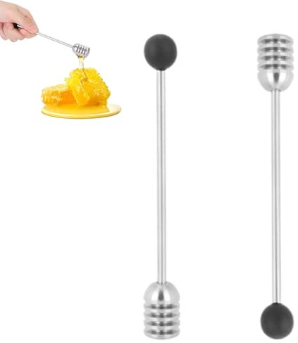 2Pcs Honey Sticks, Honey Dipper Honey Spoons Honey Dipper Stick Honey Stick Stainless Steel Honeycomb Stick Spoon Stirrer Server