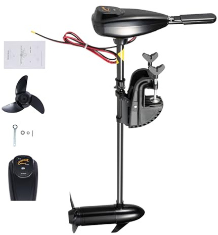 ACROSSPART 12V 80LBS Elektromotor Boot mit 5 Vorwärts & 3 Rückwärtsgängen | 1.2PS 800W Elektro Außenborder mit LED Batterieanzeige, Höhenverstellbar & Batterieanzeige, 1850kg Zugkraft