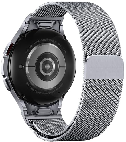 Faliogo Ein Klick Metall Armband Kompatibel Mit Samsung Galaxy Watch 6 40mm 44mm, 7 4 5, Keine Lücke Edelstahl Ersatzband für 5 Pro/6 4 Classic, Grau