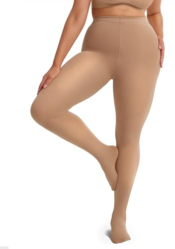 Vertvie Damen Thermo Strumpfhose Große Größen Fleece Gefütterte Strumpfhose(Dunkel Haut,3XL-4XL,180g Fleece)