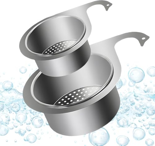 Edelstahl Sink Strainer Basket, 2 Stück Abflusssieb, Multifunktionales Siebkorb für Küchenspüle, Ideal zum Filtern von Küchenabfällen und für das Waschen von Obst und Gemüse, FHISKUNYU