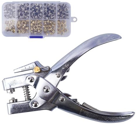 Luabue Set Pinza con 300 Occhielli in Metallo 5 mm per Cuoio Pelle Carta Vestiti Cintura