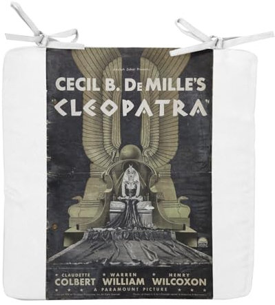 Fabulous Stuhlkissen, quadratisch, altes englisches Filmposter, Cleopatra, Retro, Kinoposter, Vintage, 40 cm
