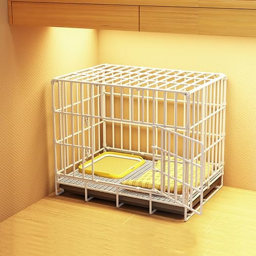 Kaninchenkäfig, Hundelaufstall für Wohnung, Nagerkäfig, Welpenzwinger, Faltbare Haustierkiste mit Tablett, Stabil und Wackelfrei, Lnnenzwinger für Kleine/Mittelgroße/Große Hunde(White,50 * 33 * 40cm)