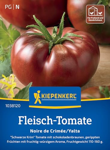 Kiepenkerl Fleisch-Tomatensamen Noire De Crimeee/Yalta 1038120, Gemüsesaat | Schokoladenbraune Früchte, Fruchtgewicht 110-160 g, Höhe 150-200 cm, aromatisch, für Freiland, Gewächshaus & Topf