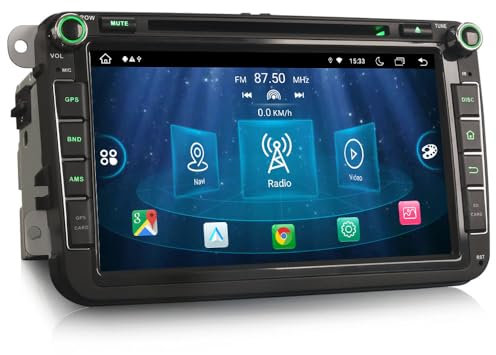8 Zoll IPS 8 Kern 4GB+64GB Android 14 Autoradio GPS Für VW Tiguan Touran Passat B6 Golf 5 Golf 6 Jetta Polo SEAT Skoda mit Navigation DAB+ Unterstützt Carplay Android Auto WiFi Bluetooth 5.0 CD Radar