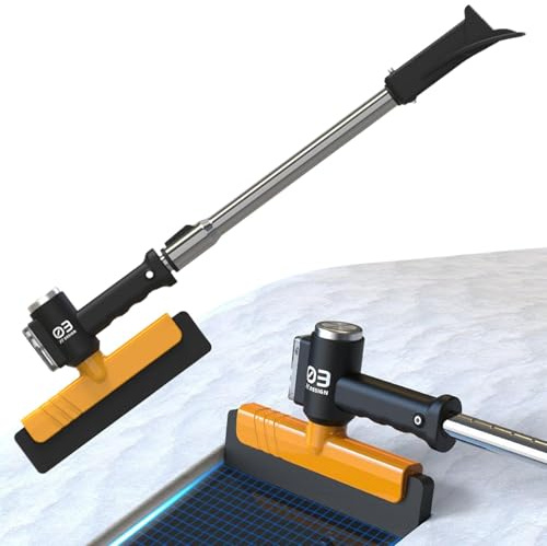Raschietto da neve per auto – Retrattile da neve auto retrattile pala per neve – Raschietto per ghiaccio illuminato a LED per parabrezza auto