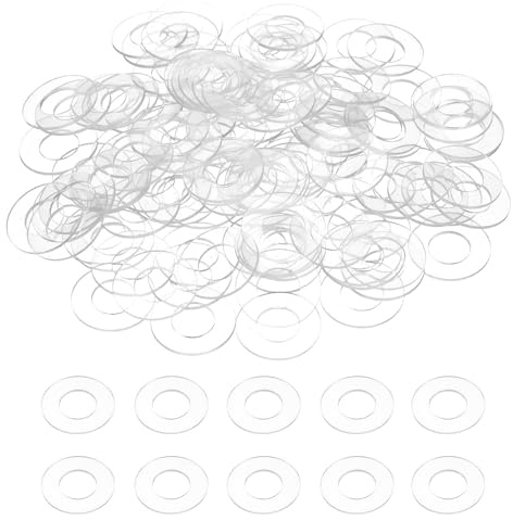 sourcing map 120 Pcs M10 PVC Flat Washers 10mm ID 20mm OD 1mm Thick Plain Washer Grommets Plastic Sheet Gasket Fastener Sealing Spacer Gasket Ring Water Hose Washers, Clear