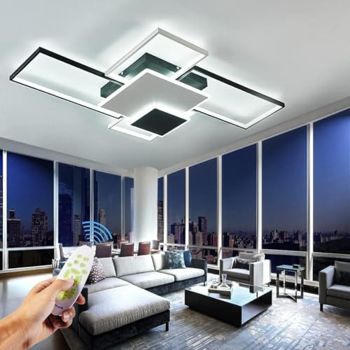 Led Deckenleuchte Dimmbar, L110cm Wohnzimmerleuchte Led Deckenleuchte Wohnzimmer mit Fernbedienung 3000K-6500K Deckenlampe Led Farbwechsel Deckenbeleuchtung