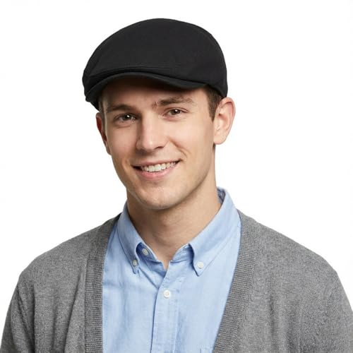 HIQIU Schiebermütze Herren aus Baumwolle mit Gummizug - Gatsby Efeu Hut Flatcap Herren Newsboy Cap Schirmmütze Barett Cap für Frühling, Herbst und Winter