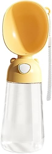 Gcljlmy Dispensador de botellas de agua para perros, vaso y cuenco, dispensador de agua ligero para perros, botella de agua para mascotas para camping al aire libre, gatos (amarillo, 8,5 cm x 28 cm)