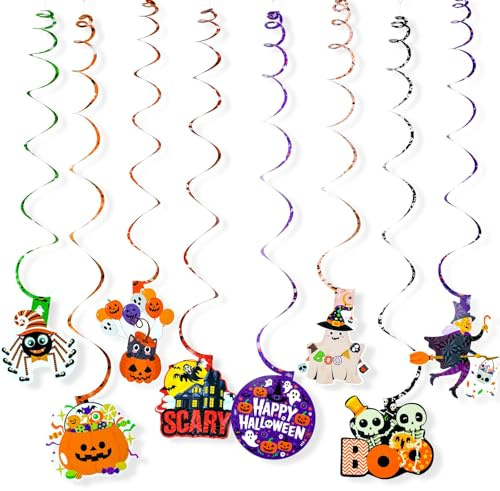 Stelle filanti e pendenti a spirale Halloween Decorazioni 24 Pezzi 8 design modelli