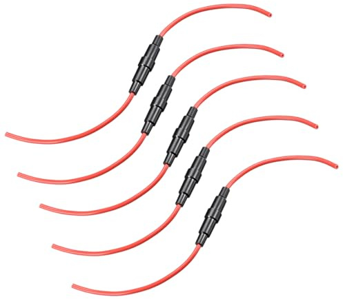 sourcing map Portafusibili a vite in linea, calibro 14, AWG, 5 pezzi, per fusibili tubolari da 5 mm x 20 mm