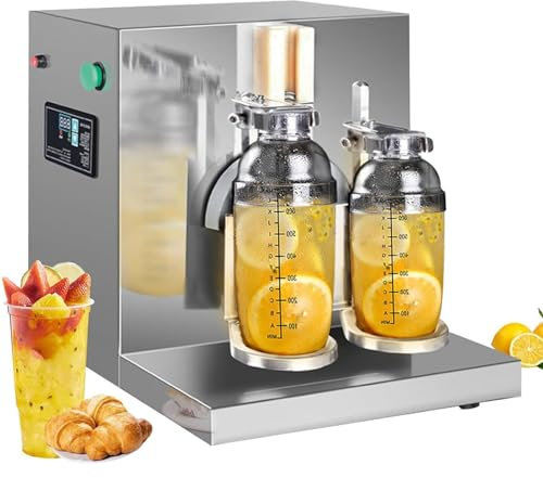 XCSCUK Machine à Shaker Automatique de thé au Lait, Shaker Commercial à Double Tasse, pour mélanger à 360 degrés Le café de jus de Cocktail