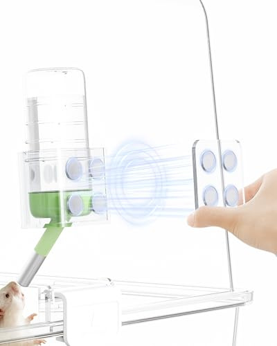 BUCATSTATE Magnetic Hamster Water Bottle Stand, Adjustable Height | Drop-resistant holder fits bottles up to 5cm dia. Magnetic mount, height adjustable. For small pets. Bottle not included.