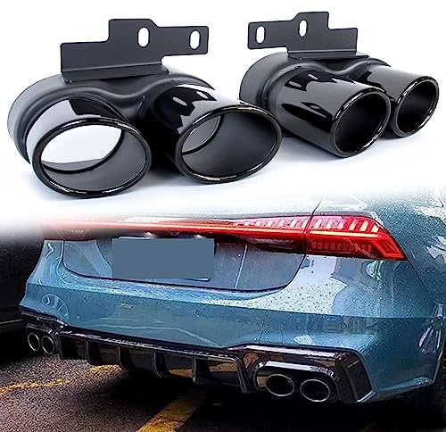 1 paar Auspuff Blenden Endrohr Auspuffblenden Doppelrohr Schwarz für AUDI A6 C8 A7 C8 S-Line S6 2018 2019 2020+
