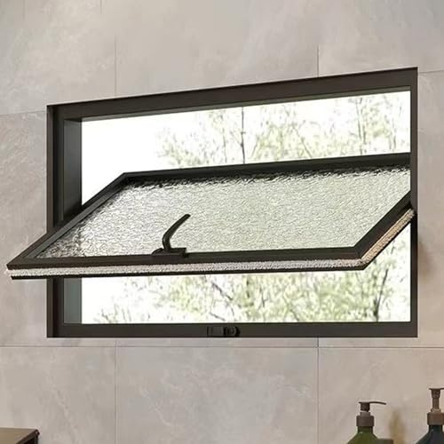 Fenêtre d'abri de jardin rectangulaire rotative à 360° en métal avec poignées – Montage encastré pour garage et bureau – Noir (l x H) 63 x 45 cm – Idéal pour sous-sol et ventilation améliorée