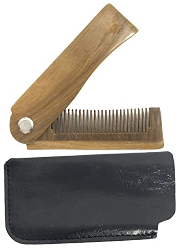 FOMIYES Holzkamm für Bart und Haare mit Etui Tragbarer Schnurrbartkamm aus Holz Kompakt und Praktisch für Unterwegs