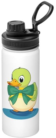 Green Bow Duck Bouteille d'eau isotherme en vrac en acier inoxydable avec couvercle pour adultes Idéal pour un usage quotidien et les activités de plein air 532 ml