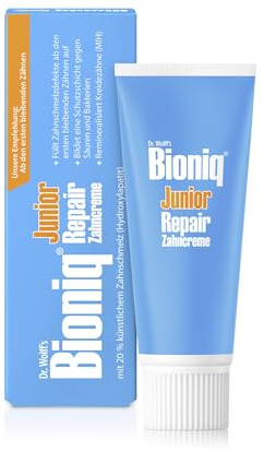 Bioniq® Junior Repair-Zahncreme - 65ml - mit 20% künstlichem Zahnschmelz (Hydroxylapatit) für Kinder ab dem Zahnwechsel - repariert mikrofeine Defekte - ohne Fluorid